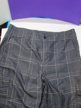 Tony Hawk Skateboard Shorts Mens 40 Black Plaid 6 pocket